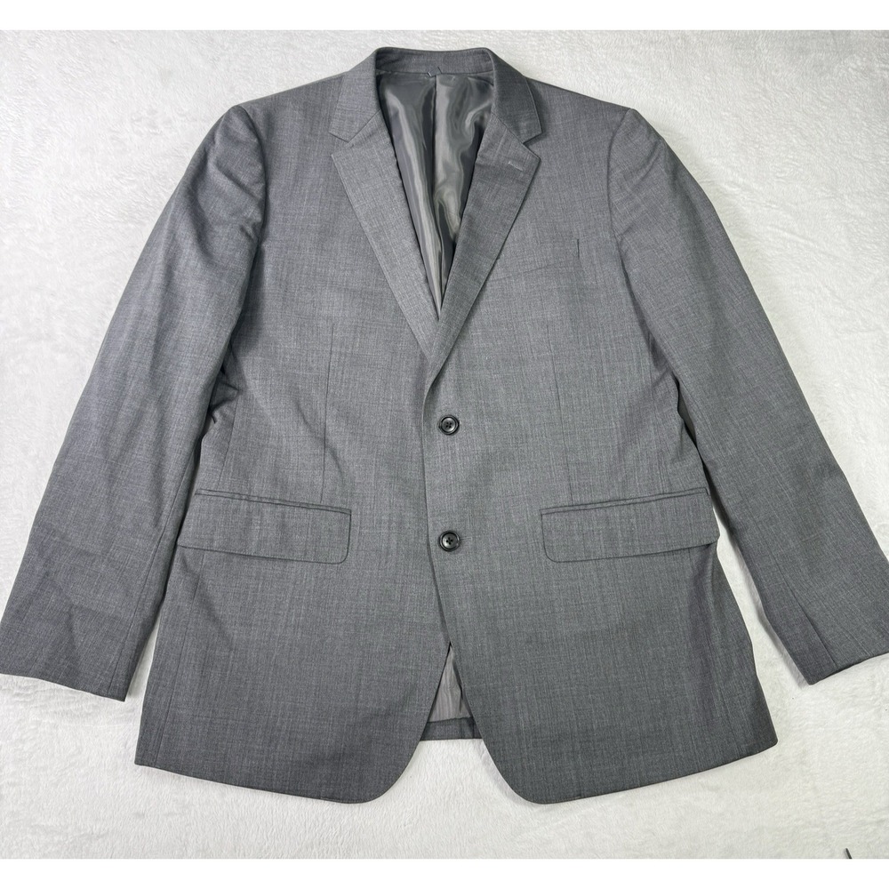 Bonobos Blazer Sport Coat 42R Solid Gray Wool Stretch Slim Fit 2 Button Jacket